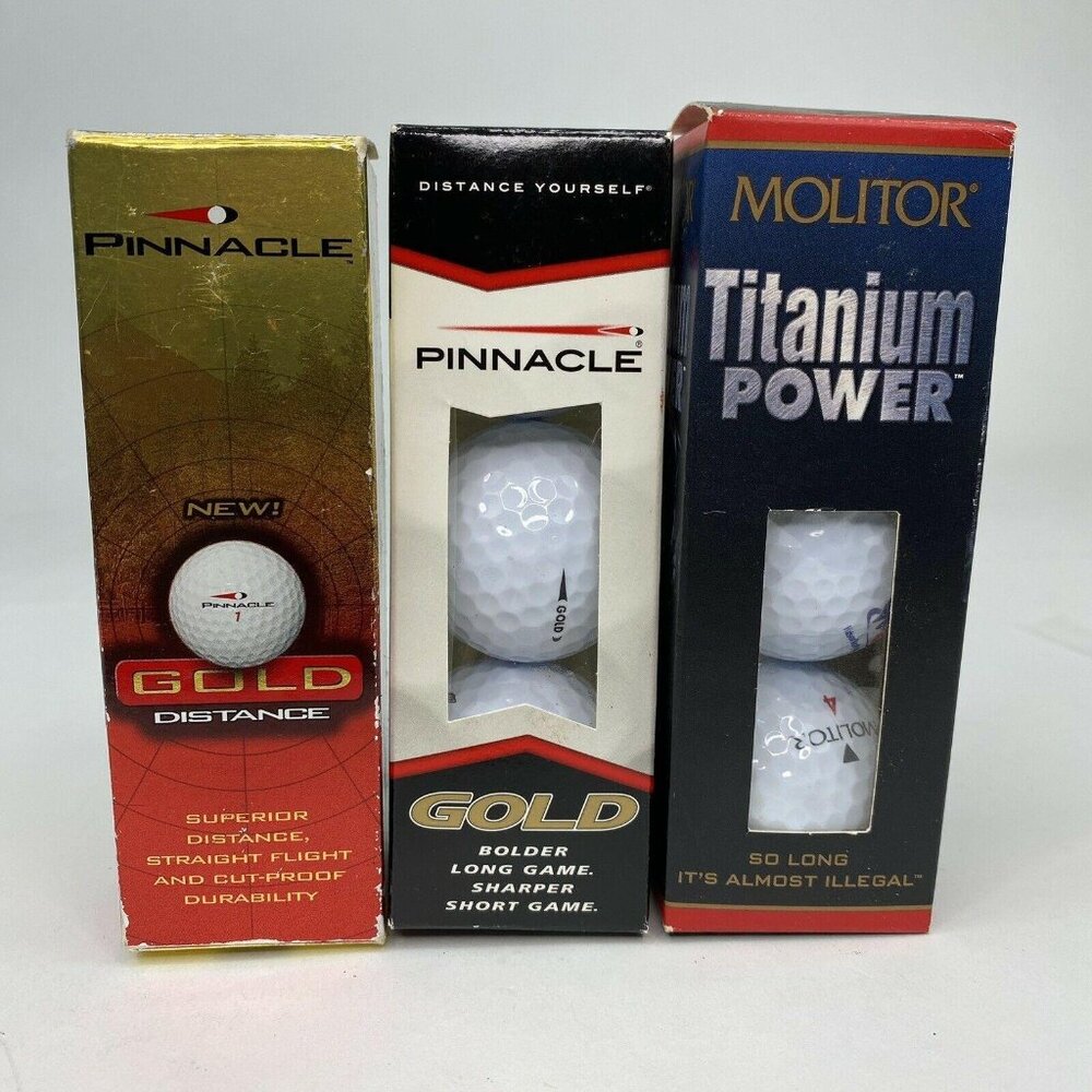 Pinnacle Gold Distance and Molitor Titanium Power 3 Sleeves 9 balls Made In USA